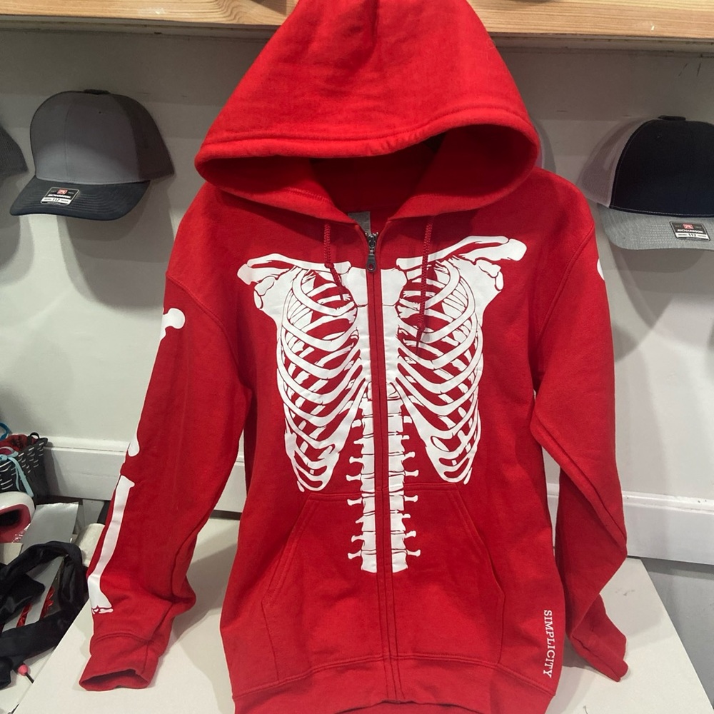 Red Skeleton Zip-Up Hoodie